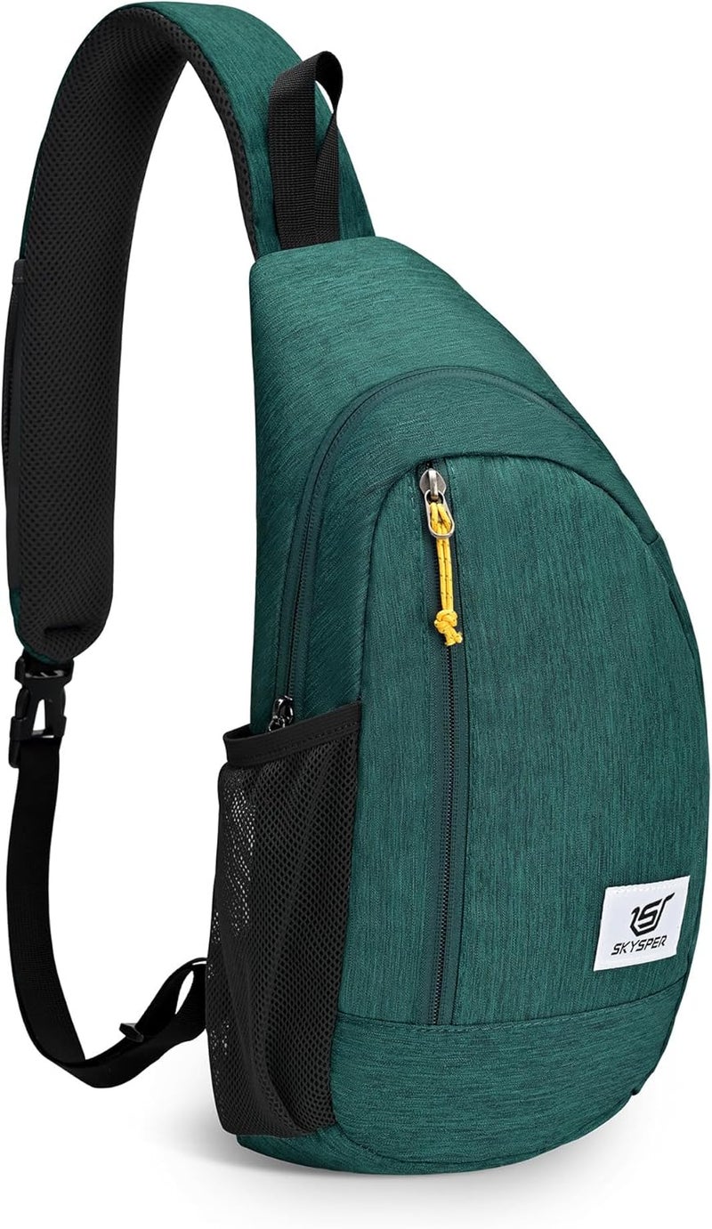 SKYSPER Sling Bag RFID Crossbody Sling Backpack Cross Body Shoulder Travel Bag Hiking Daypack for Women Men(Darkgreen) - Image 1